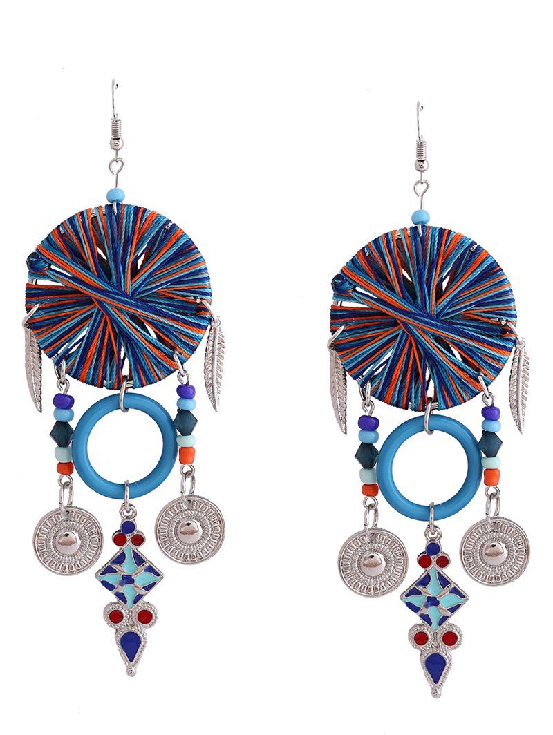 

Bohemian Leaf Geometric Circle Chandelier Earrings, Blue