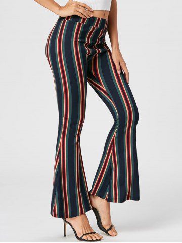 [31% OFF] Vertical Striped Flare Pants | Rosegal