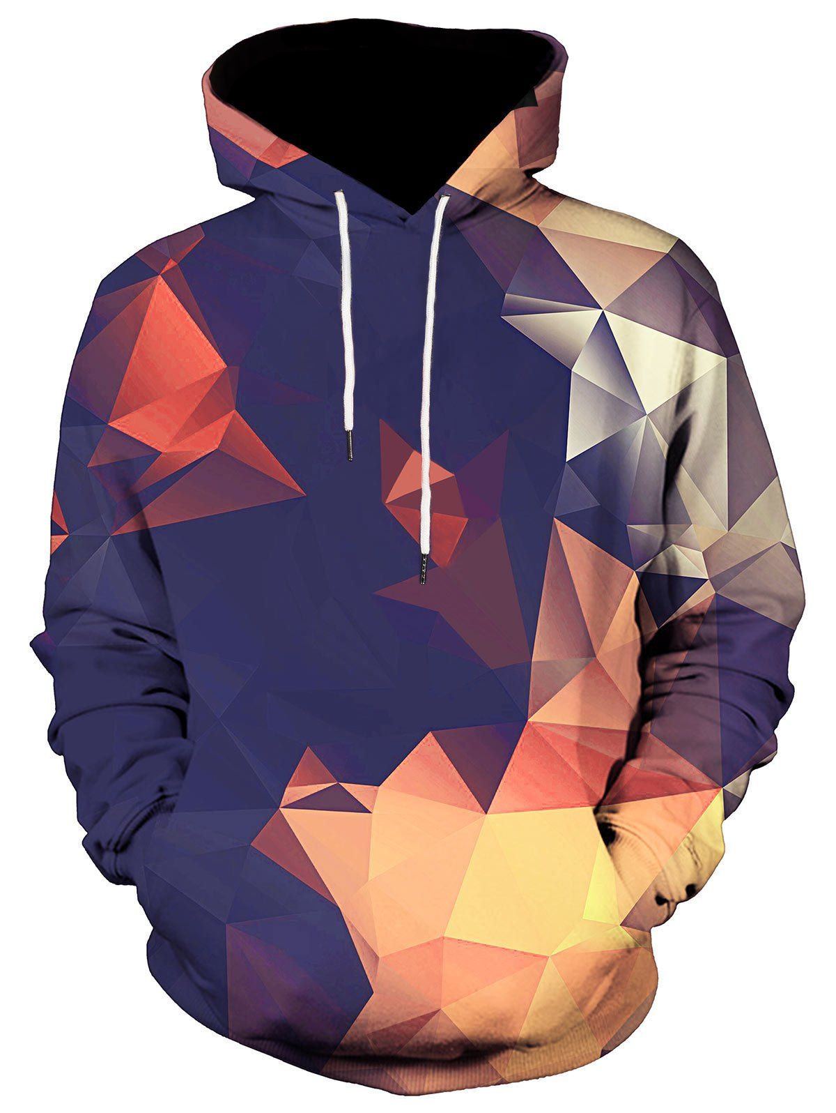 

Kangaroo Pocket Geometric Pullover Hoodie, Colormix