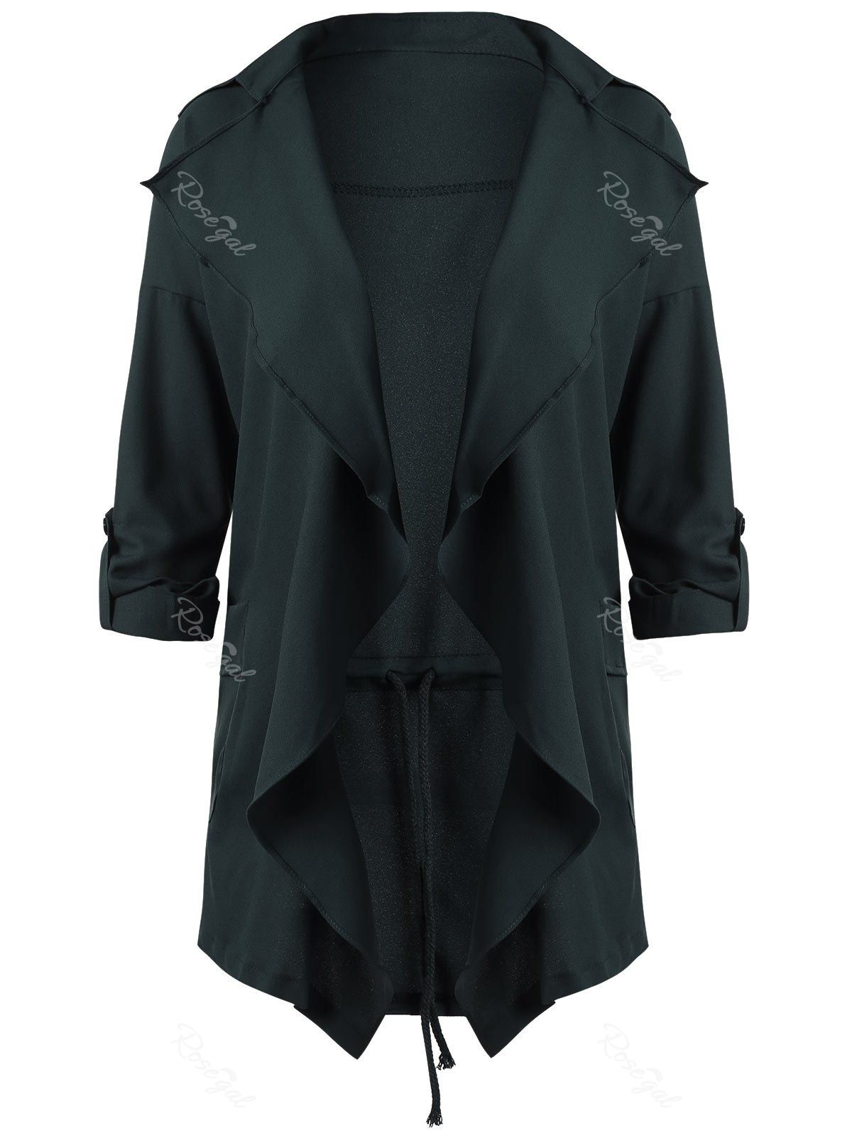 plus size black waterfall coat