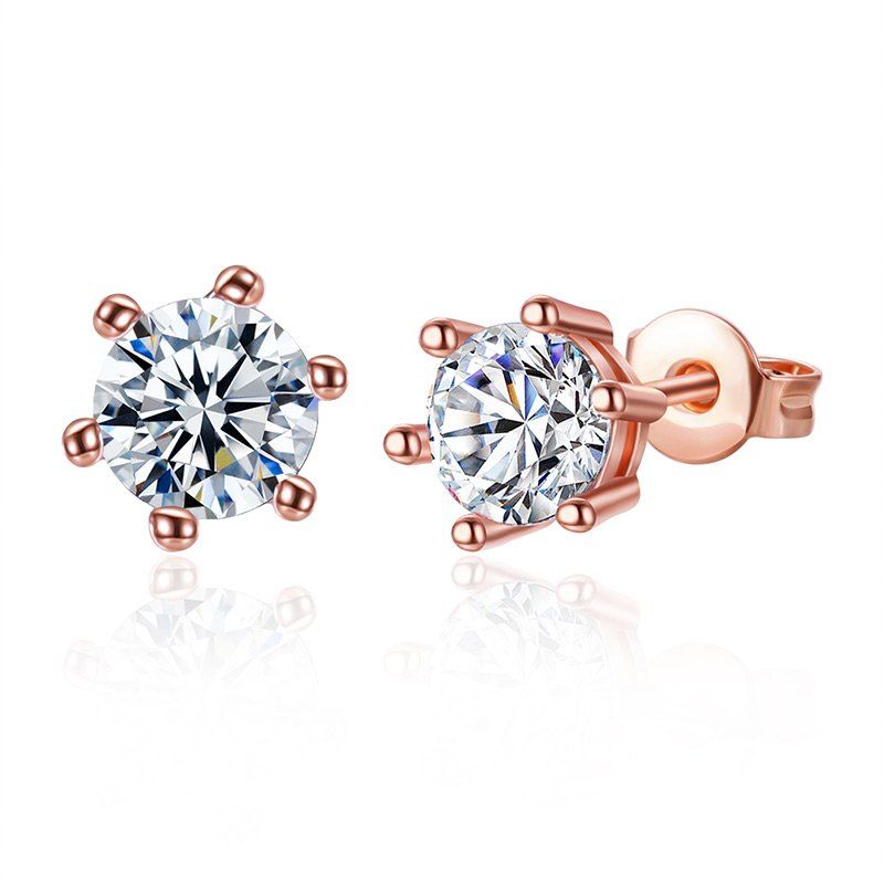 

Rhinestone Sparkly Stud Tiny Earrings, Rose gold