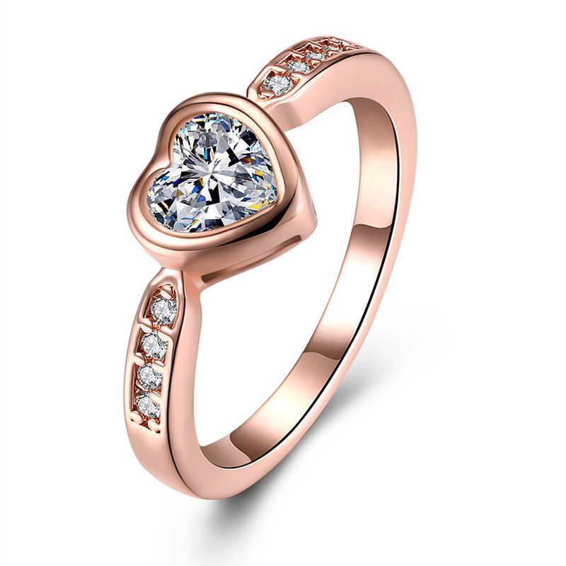 

Rhinestone Heart Finger Ring, Rose gold