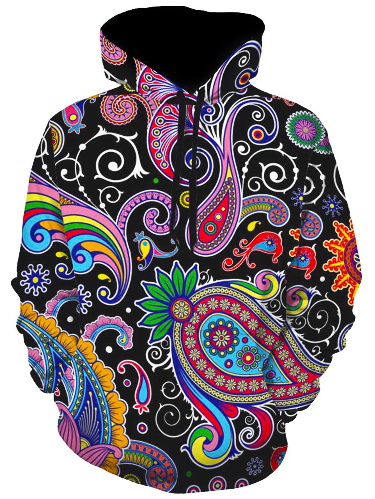 

Totem Paisley Print Pullover Hoodie, Colormix