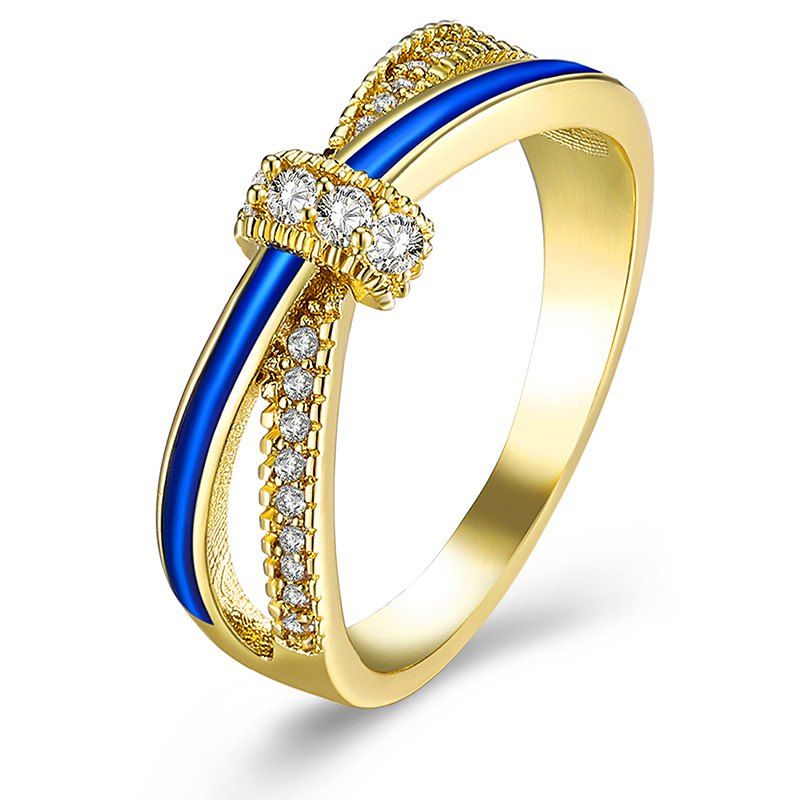 

Sparkly Rhinestoned Two Tone Ring, Golden
