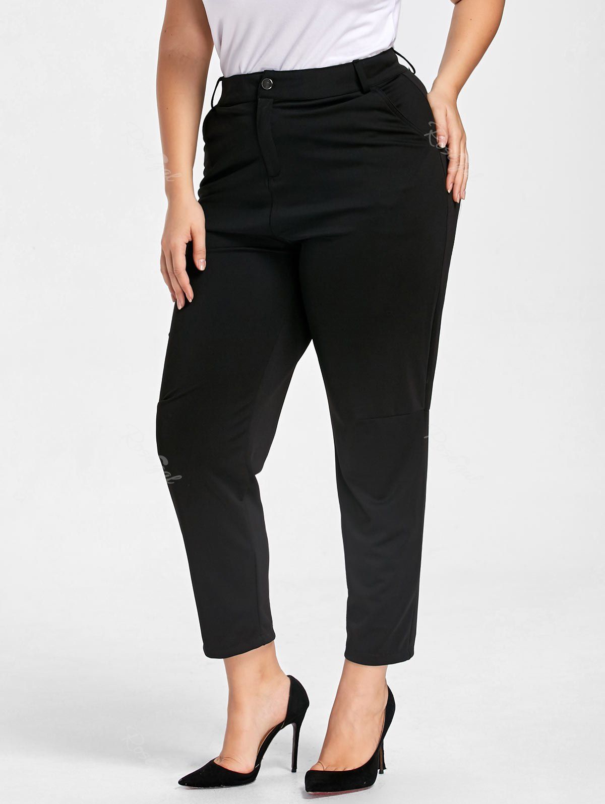 

Plus Size Zipper Fly Skinny Pants, Black