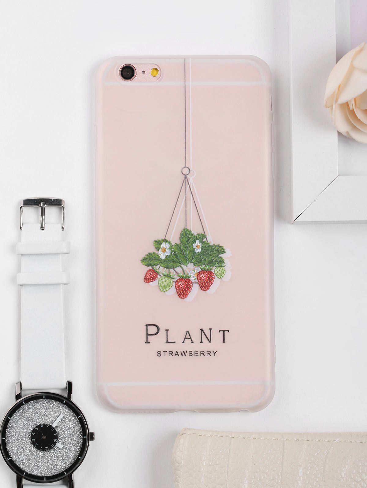 

Strawberry Pattern Protective Phone Case For Iphone, Clear white