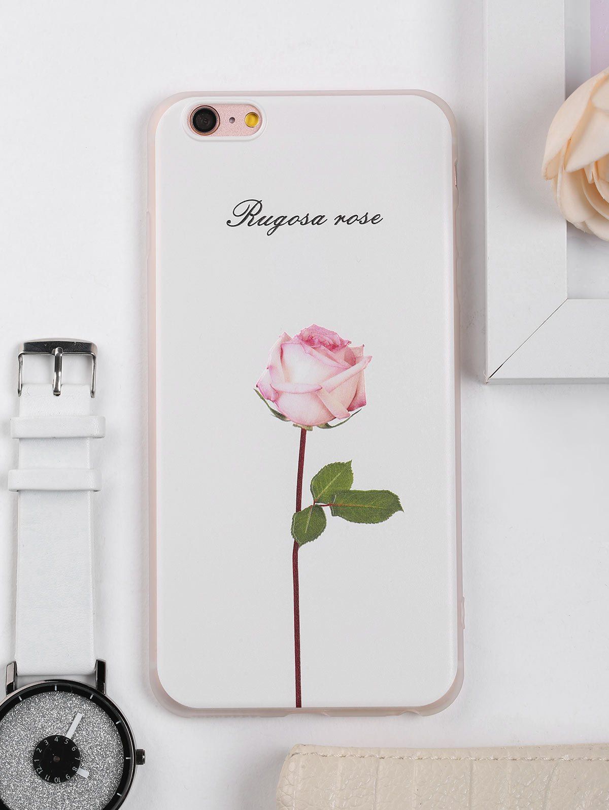 

Rose Flower Pattern Protective Phone Case For Iphone, White