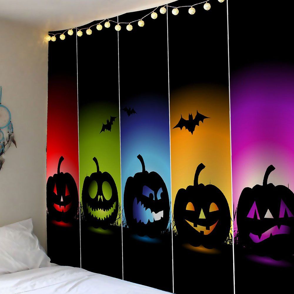 2019 Waterproof Colorful Pumpkins Bats Wall Tapestry Hot Waterproof Colorful Pumpkins Bats Wall Tapestry
