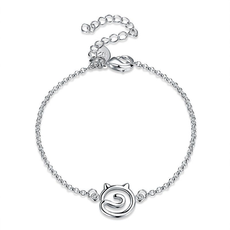 

Hollow Out Simple Cat Alloy Bracelet, Silver