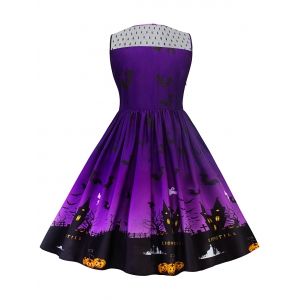 Purple 5xl Plus Size Halloween Lace Panel Dress | RoseGal.com