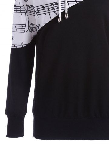 

Two Tone Music Note Hoodie, Black