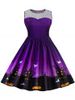 Plus Size Halloween Lace Panel Dress -  