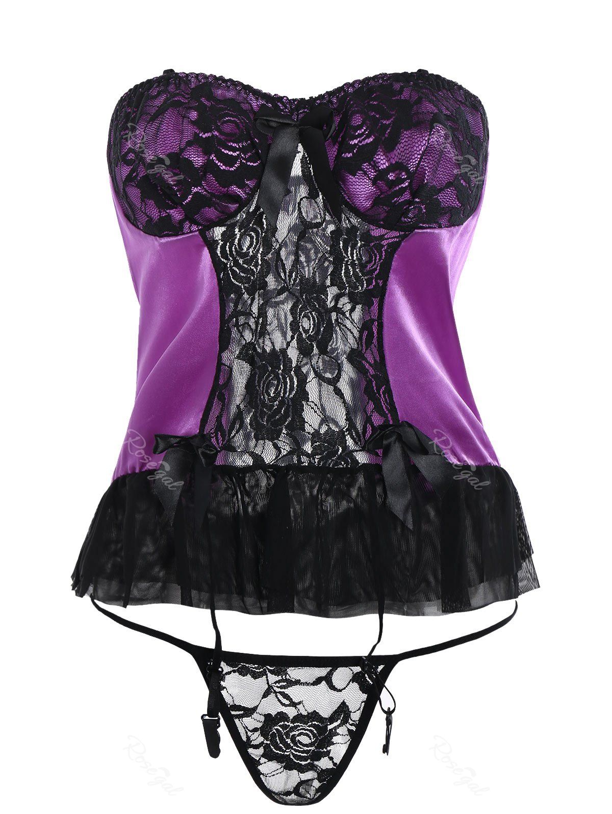 

Strapless Satin Ruffled Plus Size Top, Purple