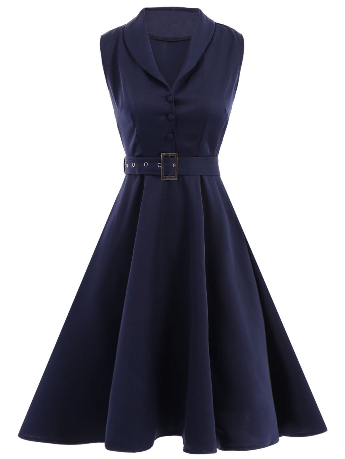 [83% OFF] Vintage Shawl Collar A Line Dress | Rosegal