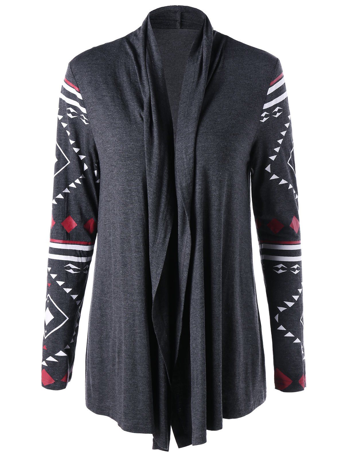 

Geometric Printed Jersey Cardigan, Mouse grey