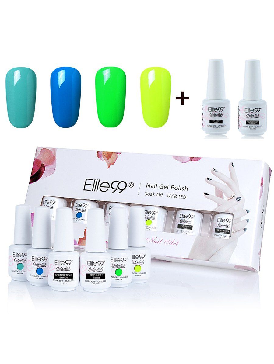 

Elite99 6Pcs Fluorescence Polish UV LED Soak Off Gel Nail Gift Set, #01