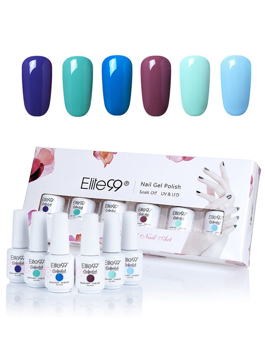 

Elite99 6 Colors Polish Soak Off Gel UV LED Nail Set, #01