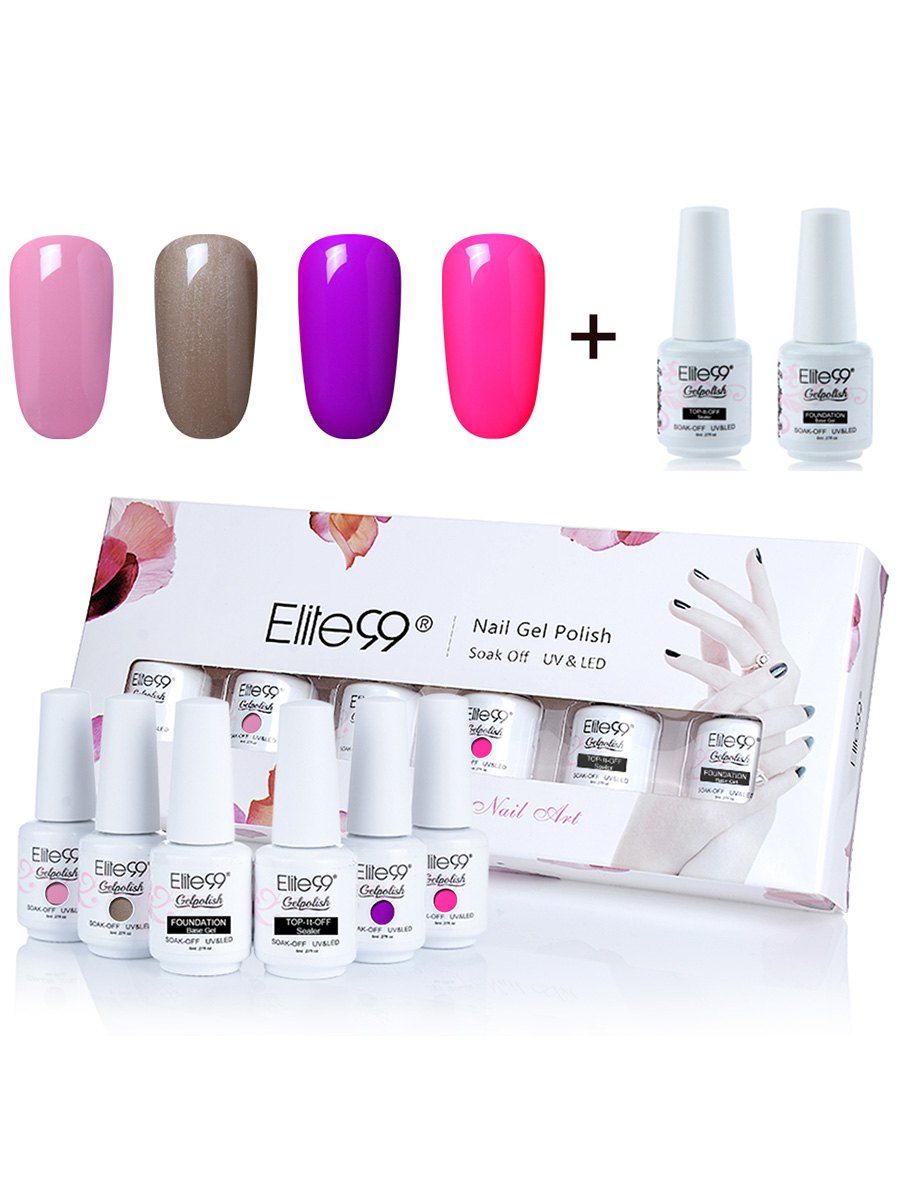 

Elite99 UV LED Gel Nail Polish Manicure Kit 4 Colors Set, #01