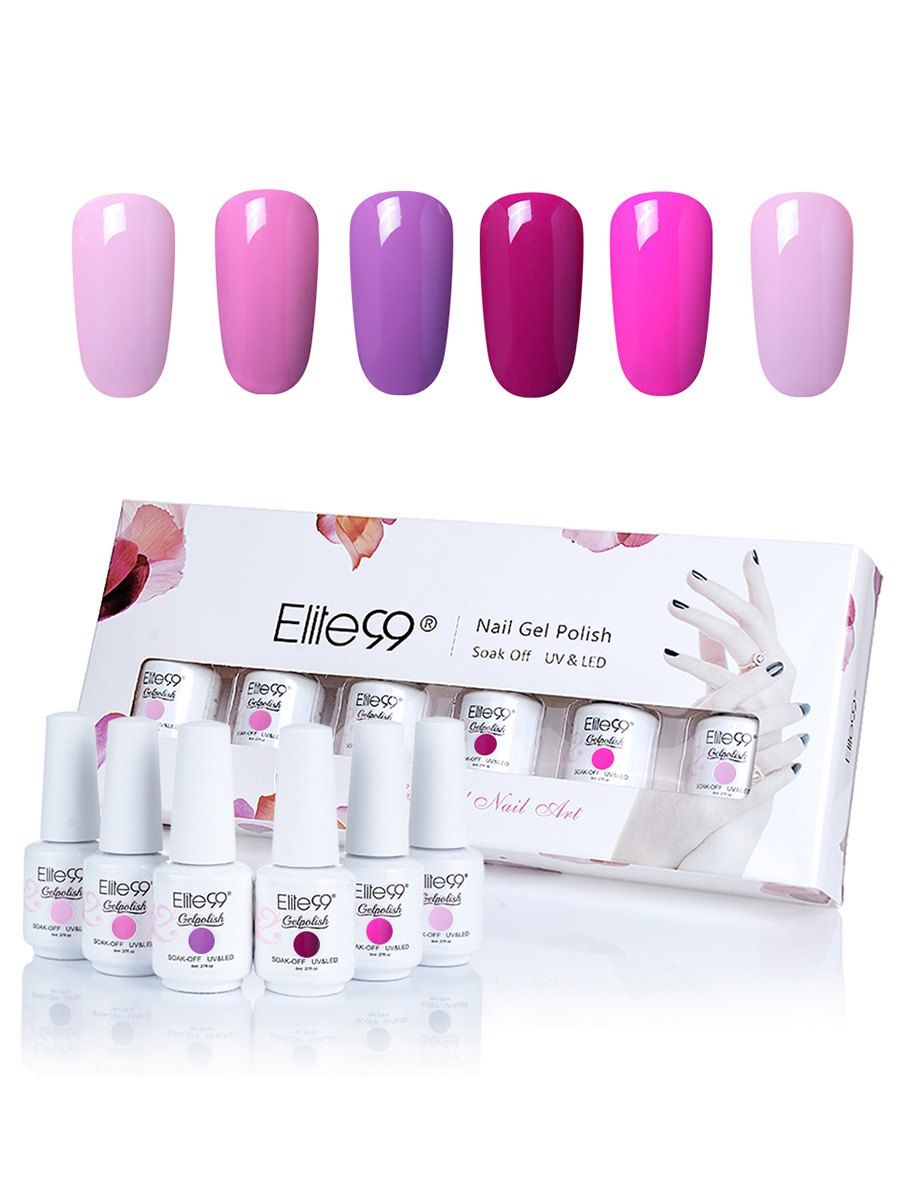 

Elite99 6 Colors UV LED Soak Off Gel Polish Nail Art Set, #01
