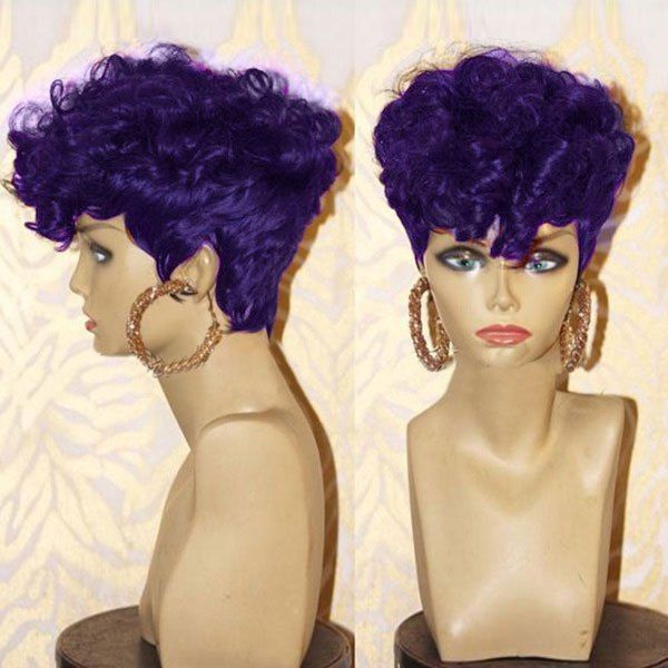 

Short Inclined Bang Shaggy Layered Afro Curly Synthetic Wig, Concord