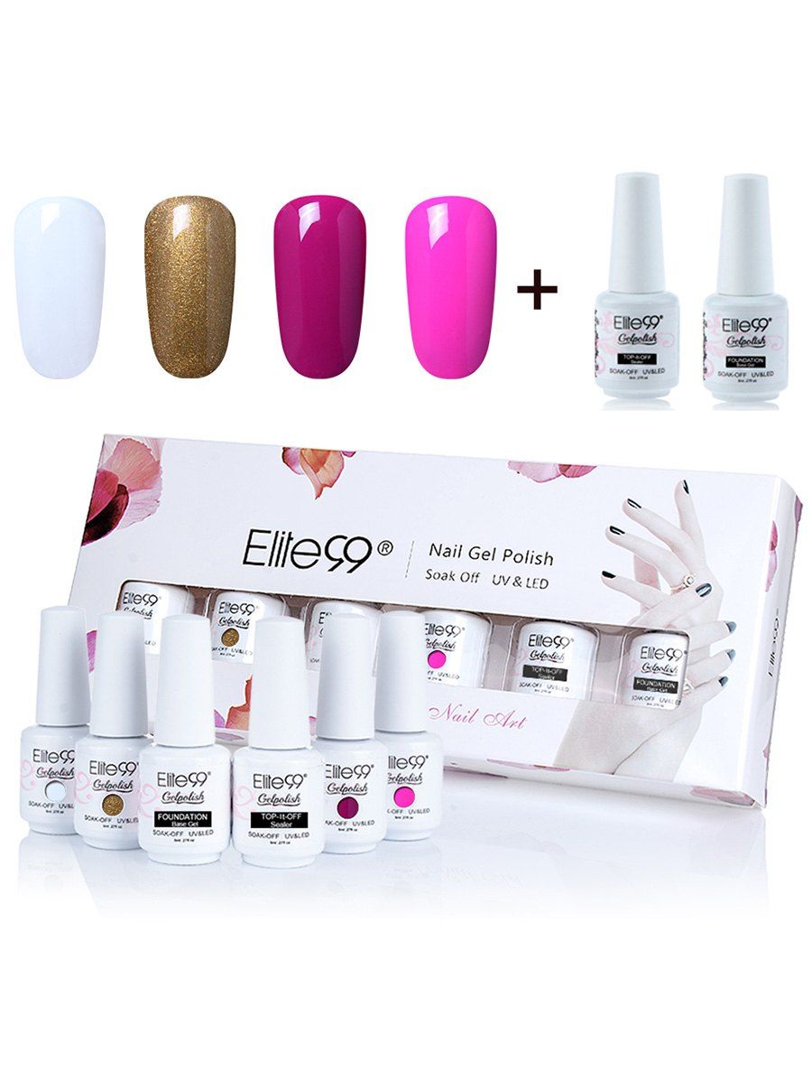 

Elite99 6Pcs Lacquer UV LED Soak Off Gel Nail Polish Set, #01