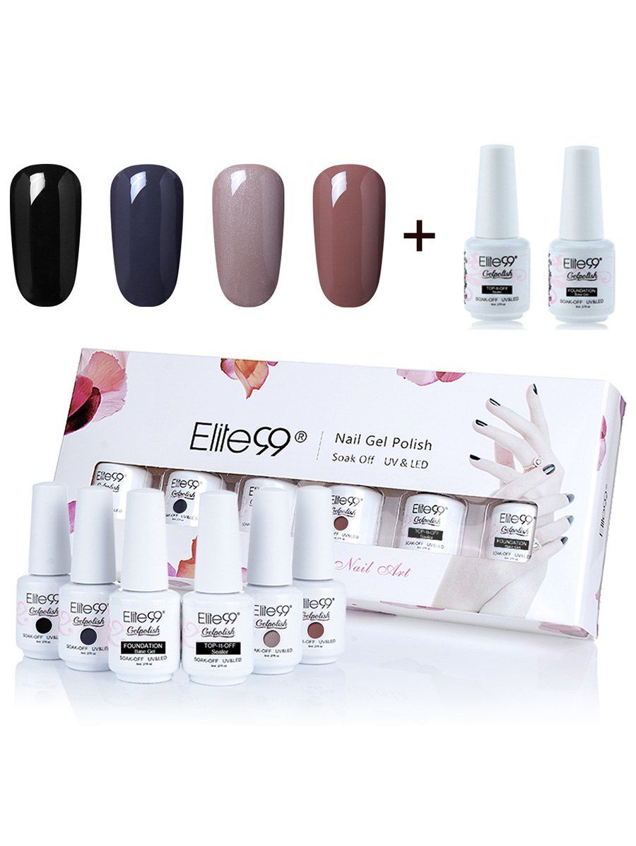 

Elite99 4 Deep Colors UV LED Soak Off Gel Nail Polish Set, #01
