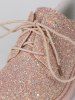 Tie Up Low Top Glitter Flat Shoes -  