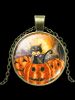 Devil Halloween Pumpkin Cat Pendant Necklace -  