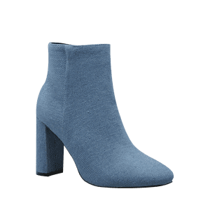 chunky heel denim boots