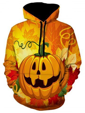 2019 halloween castle pumpkin print plus size hoodie