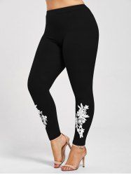 Plus Size Appliqued Skinny Jersey Leggings