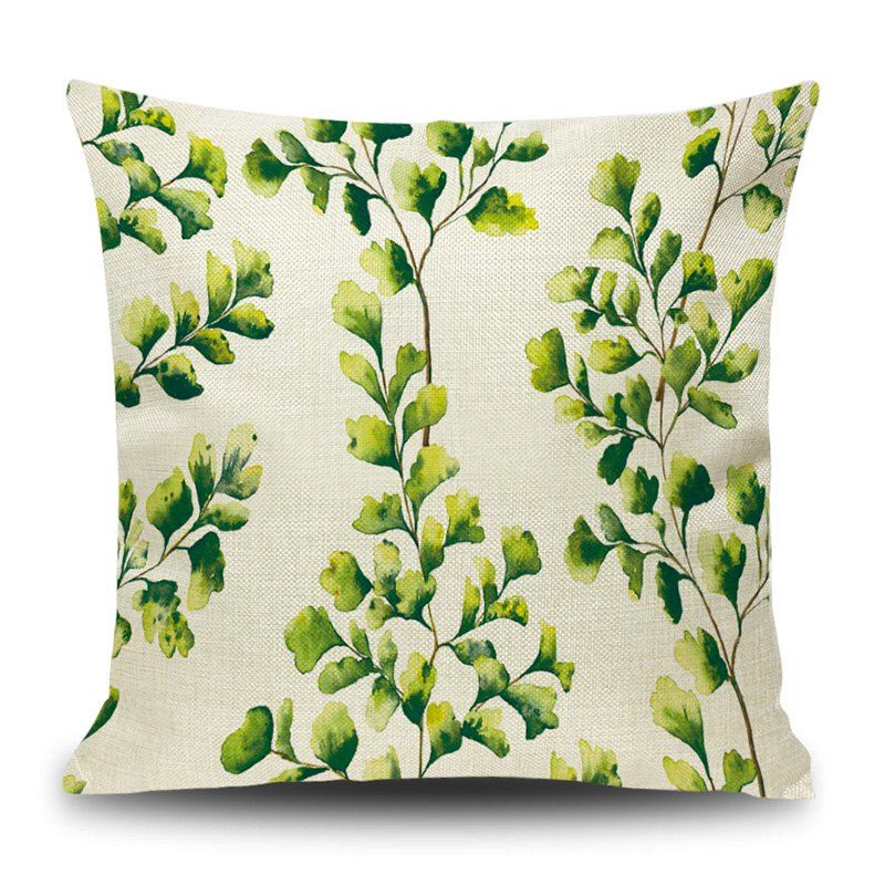 

Leaf Print Decorative Linen Pillow Case, Celadon