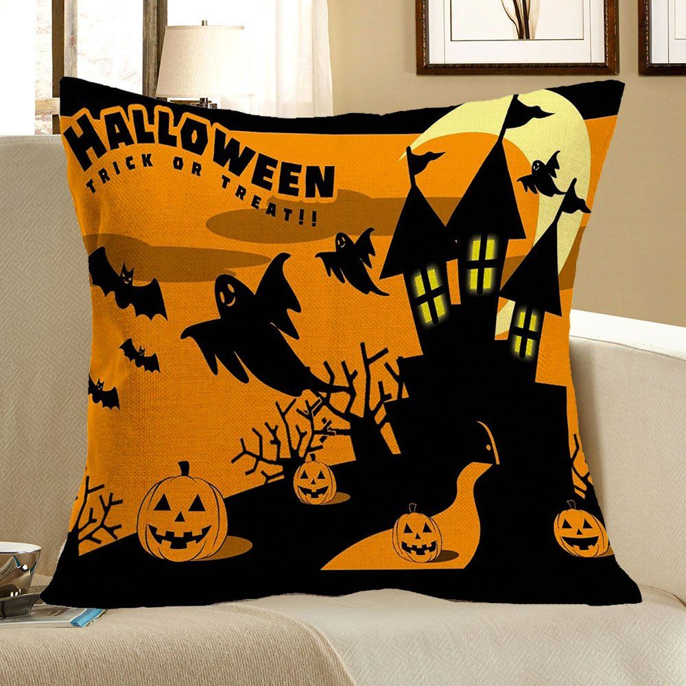 

Halloween Bats Castle Pumpkins Patterned Pillow Case, Colorful