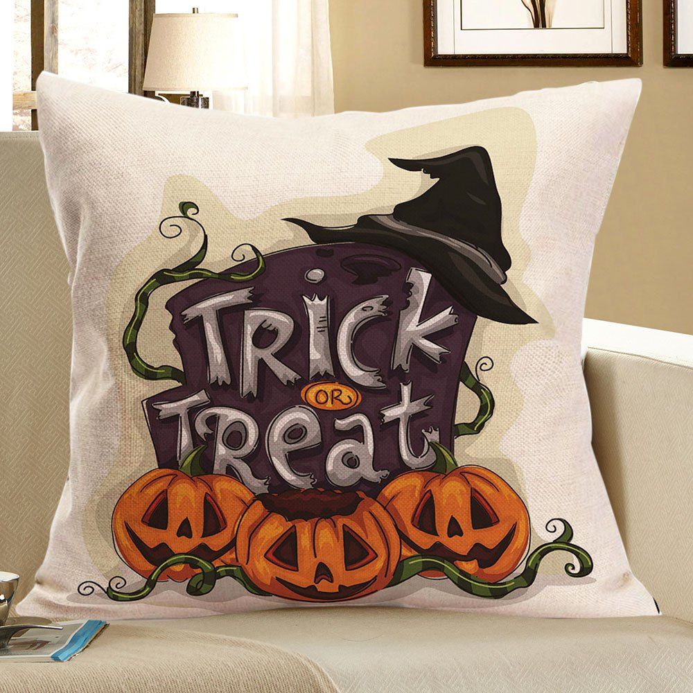 2019 Trick Or Treat Pumpkin Halloween Printed Pillow Case 