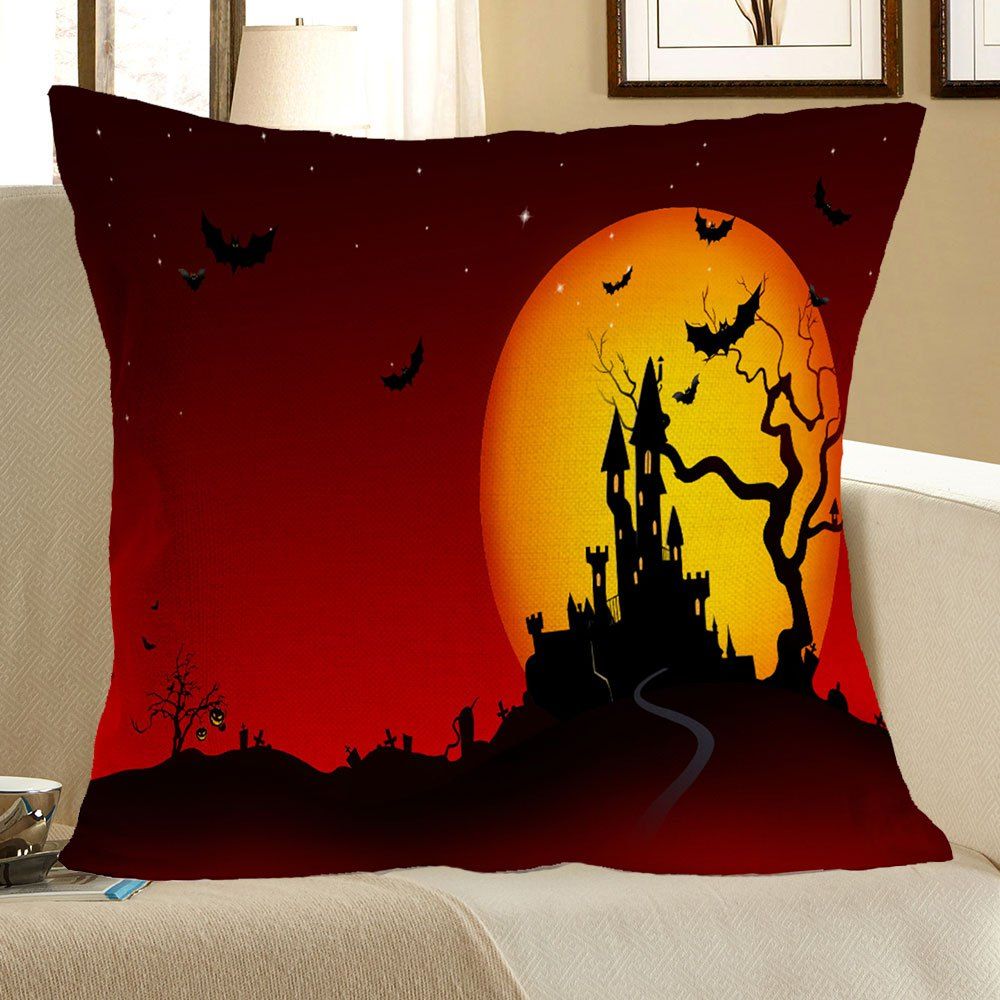 

Halloween Blood Starry Moon Castle Printed Pillow Case, Colorful