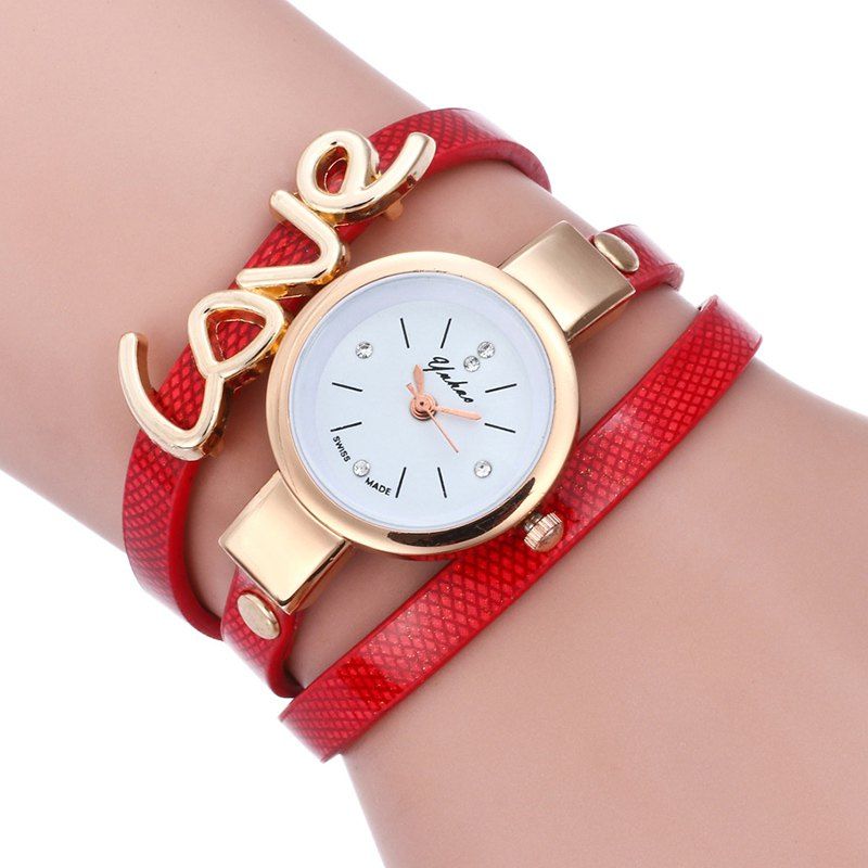 2018 Love Faux Leather Wrap Bracelet Watch Rosegal New Love Faux Leather Wrap Bracelet Watch