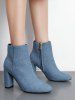 chunky heel denim boots