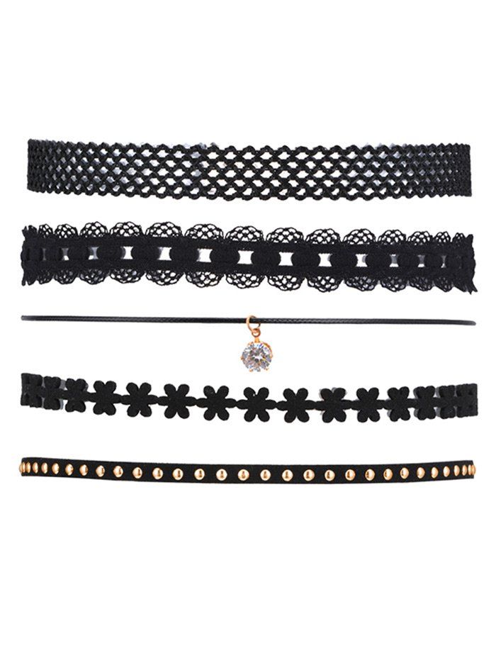 

Flower Lace Punk Choker Necklace Set, Black