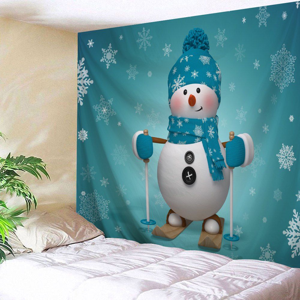 

Christmas Snowman Print Tapestry Wall Hanging Art Decoration, Turquoise