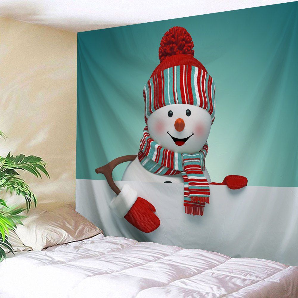 

Christmas Snowman Print Tapestry Wall Hanging Art Decor, Colormix