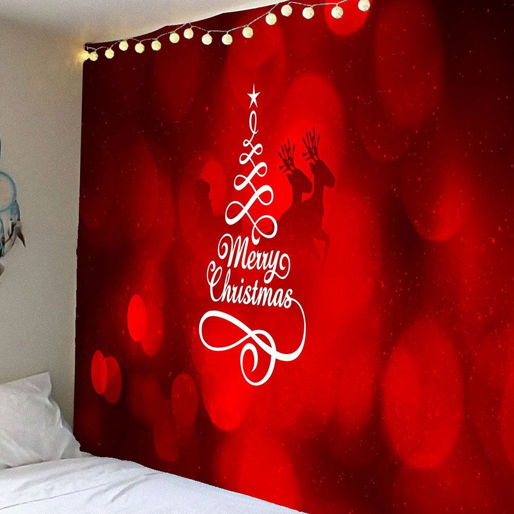 

Waterproof Merry Christmas Printed Wall Hanging Tapestry, Red