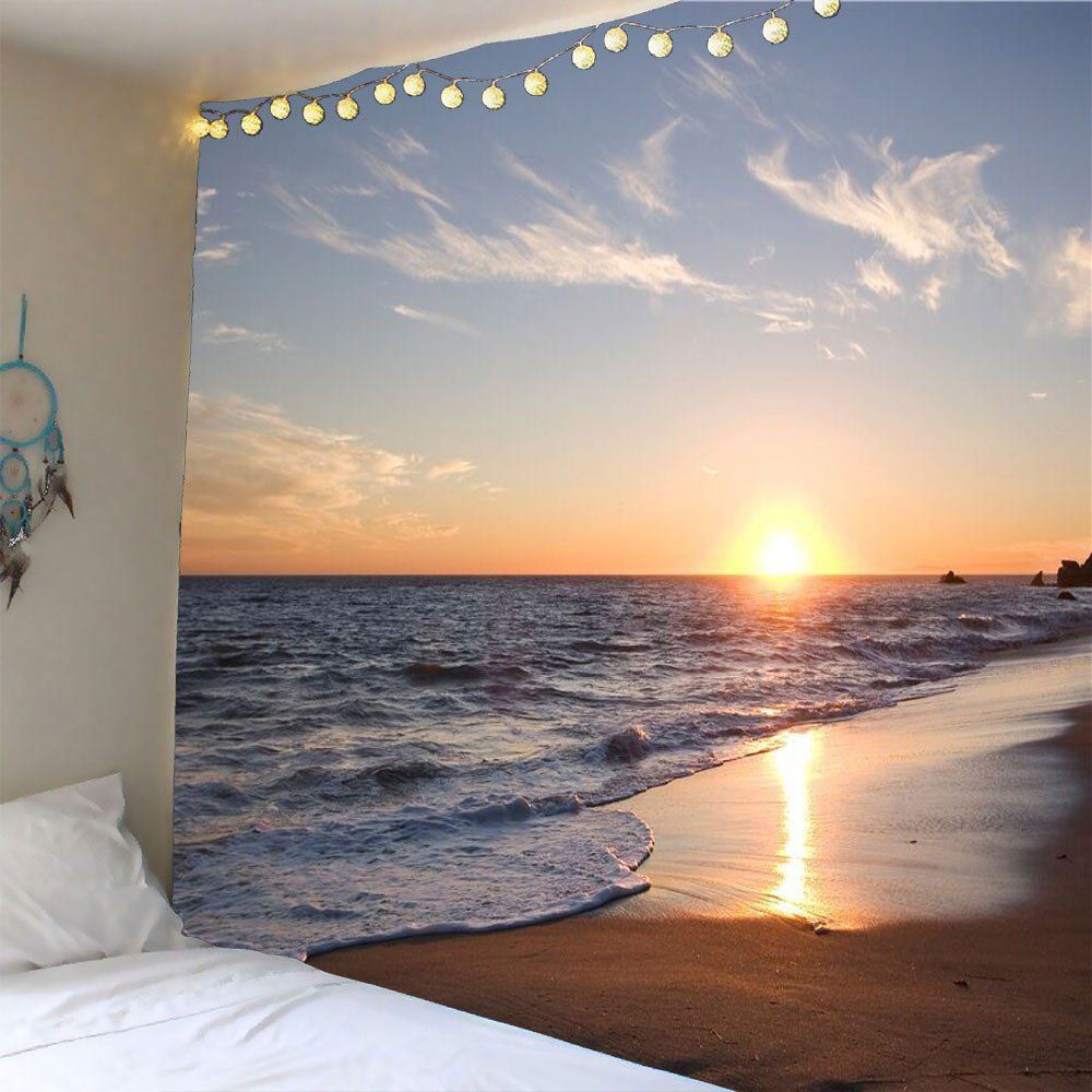 

Waterproof Seaside Sunset Wall Tapestry, Yellow