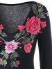 Embroidered Bell Sleeve Peplum Blouse -  