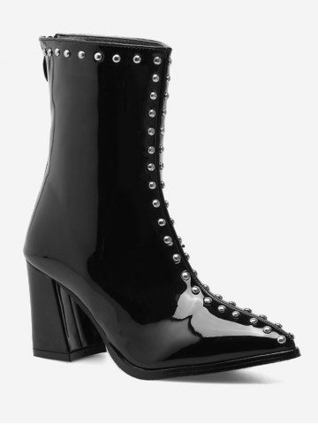 studded patent boots