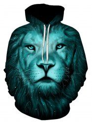 3D Galaxy Lion Print Pullover Hoodie - COLORMIX M