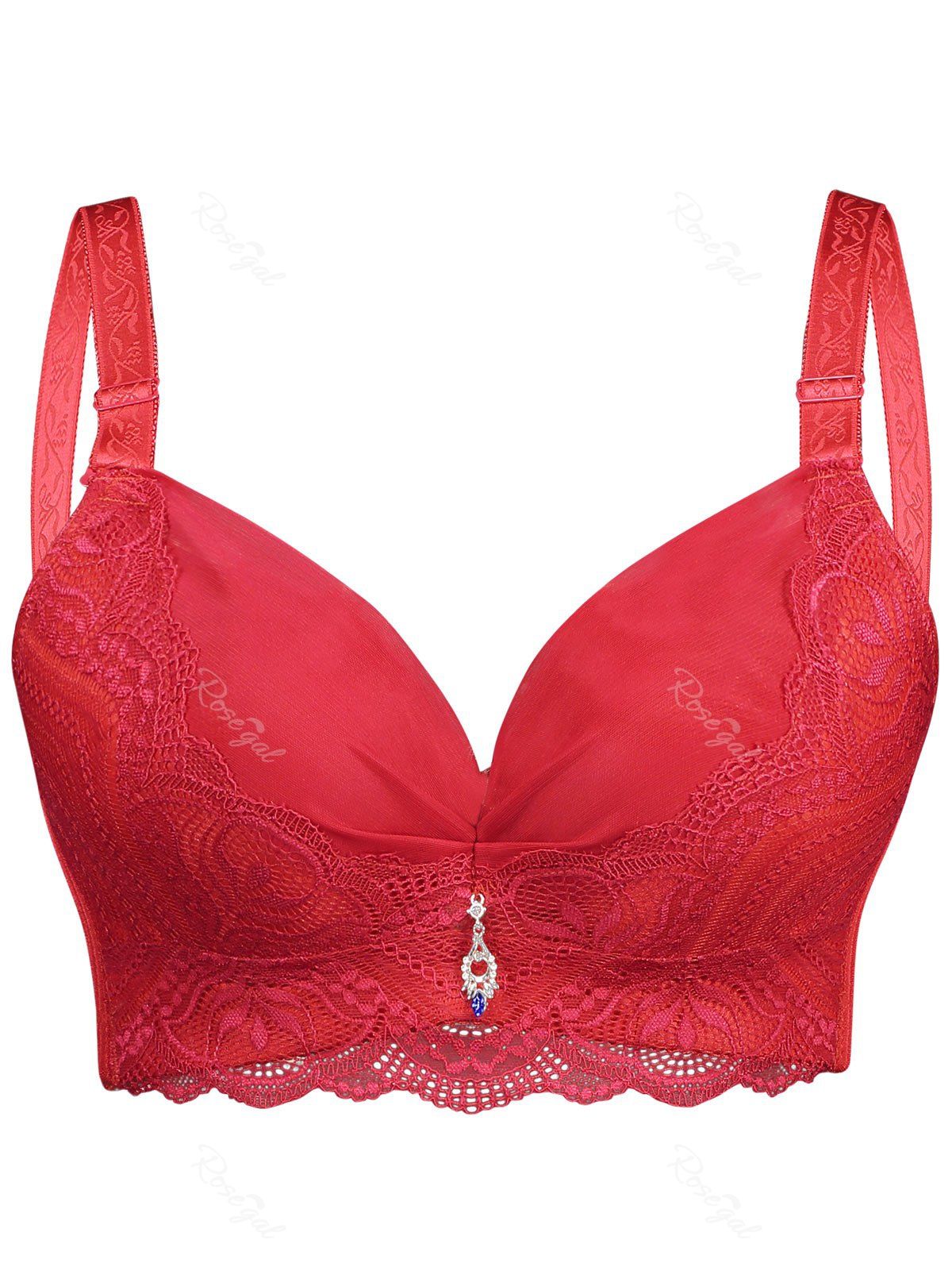 [48 Off] Plus Size Lace Trim Padded Underwire Bra Rosegal