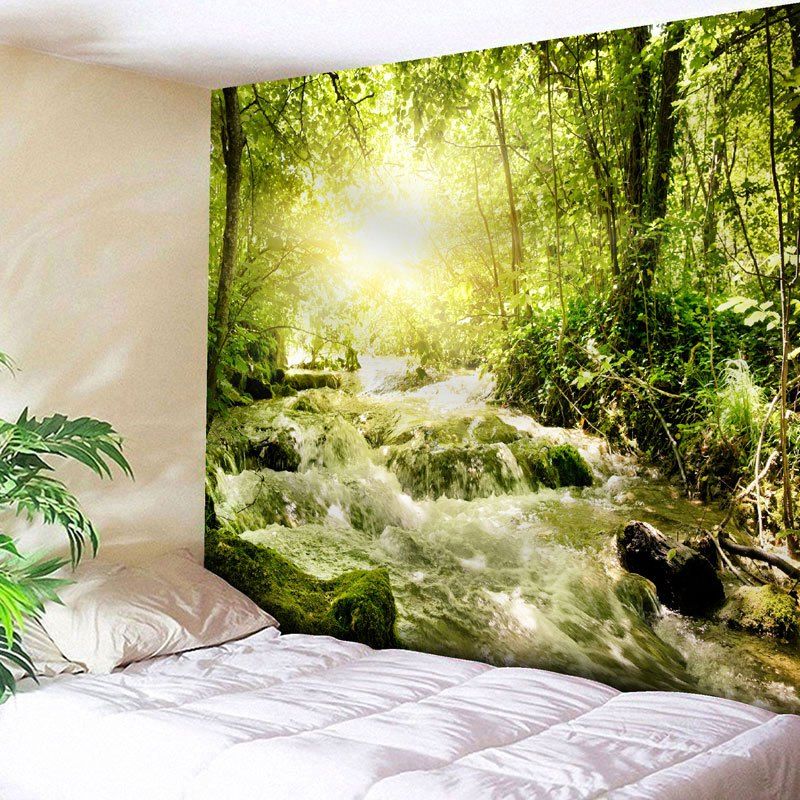

Wall Hanging Forest Stream Pattern Tapestry, Green
