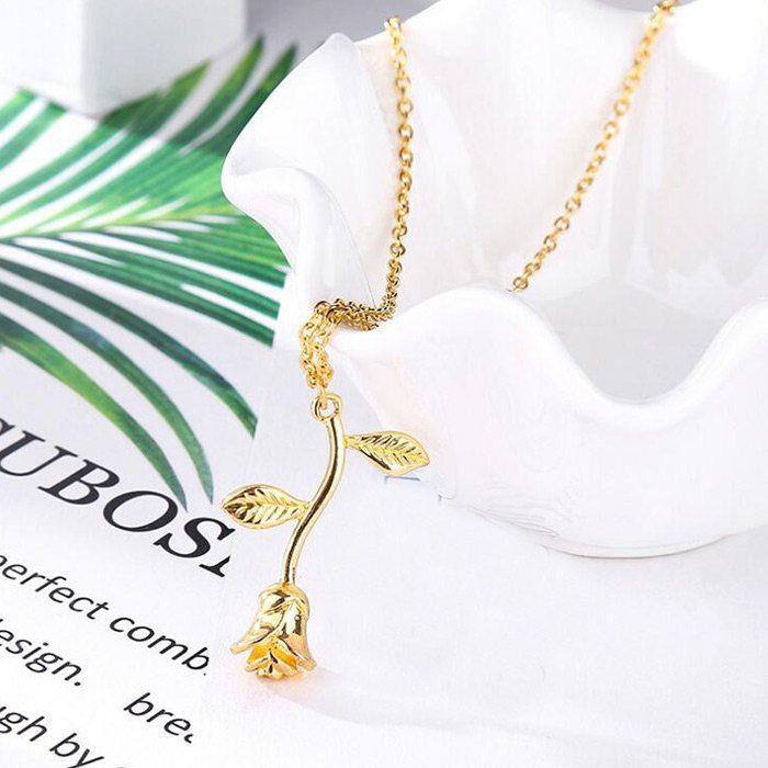 

A Rose Charm Necklace, Golden