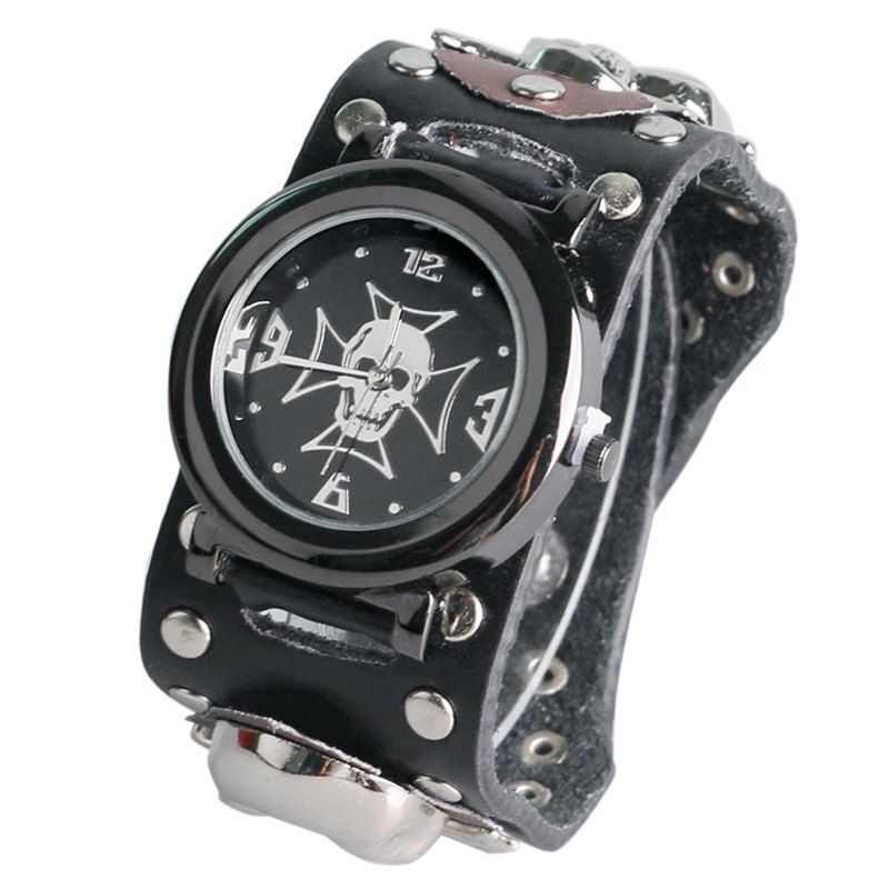 

Gothic Style Skull Rivet Number Watch, Black