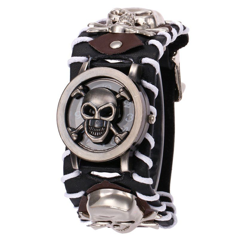 

Gothic Style Skull Number Quartz Watch, Black